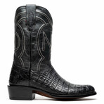 Phoenix // Caiman Belly Leather Western Boots // Black (7)