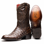 Phoenix // Caiman Belly Leather Western Boots // Aged Brown (7)