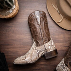 Missouri // Python Leather Western Boots // Natural (7)
