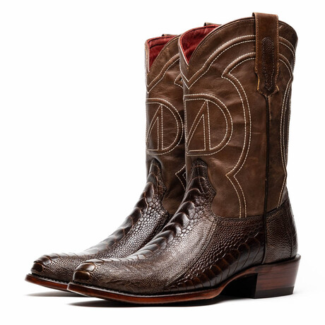 Denver Ostrich Leg Western Boots // Clear Brown (10)