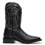 Alabama Ostrich Quill Western Boots // Black (10)