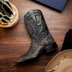 Missouri // Python Leather Western Boots // Stone White (7)