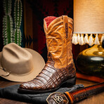Phoenix // Caiman Belly Leather Western Boots // Aged Maple (7)