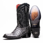 Phoenix // Caiman Belly Leather Western Boots // Stone Gray (10)
