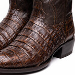 Phoenix // Caiman Belly Leather Western Boots // Aged Brown (7)