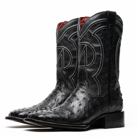 Alabama Ostrich Quill Western Boots // Black (10)