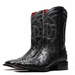 Alabama Ostrich Quill Western Boots // Black (10)