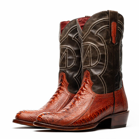 Denver Ostrich Leg Western Boots // Rustic Cognac (10)