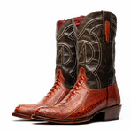 Denver Ostrich Leg Western Boots // Rustic Cognac (10)