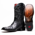 Alabama Ostrich Quill Western Boots // Black (10)