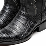 Phoenix // Caiman Belly Leather Western Boots // Black (7)