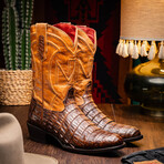 Phoenix // Caiman Belly Leather Western Boots // Aged Maple (7)