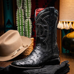 Alabama Ostrich Quill Western Boots // Black (10)