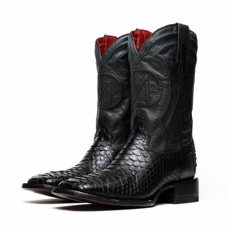 Missouri // Python Leather Western Boots // Black (7)