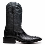 Missouri // Python Leather Western Boots // Black (7)