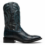 Missouri // Python Leather Western Boots // Black + Blue (7)