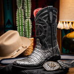 Phoenix // Caiman Belly Leather Western Boots // Stone Gray (10)