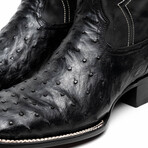 Alabama Ostrich Quill Western Boots // Black (10)