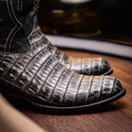 Phoenix // Caiman Belly Leather Western Boots // Stone Gray (10)