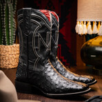 Alabama Ostrich Quill Western Boots // Black (10)
