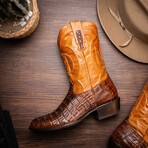 Phoenix // Caiman Belly Leather Western Boots // Aged Maple (7)