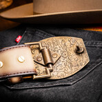 Texas // Caiman & Calf Leather Belt //Stone Orix (36)
