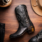 Denver Ostrich Leg Western Boots // Black (10)