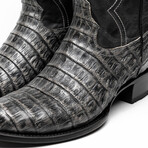 Phoenix // Caiman Belly Leather Western Boots // Stone Gray (10)