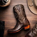 Denver Ostrich Leg Western Boots // Brown (10)