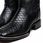 Missouri // Python Leather Western Boots // Black (7)