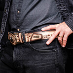 Texas // Caiman & Calf Leather Belt //Stone Orix (36)