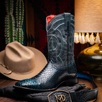 Missouri // Python Leather Western Boots // Black + Blue (7)