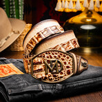 Texas // Caiman & Calf Leather Belt //Stone Orix (36)