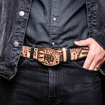 Texas // Caiman & Calf Leather Belt //Stone Orix (36)