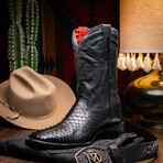 Missouri // Python Leather Western Boots // Black (7)