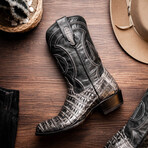 Phoenix // Caiman Belly Leather Western Boots // Stone Gray (10)