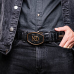 Iowa // Caiman Leather Belt // Black (36)