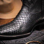 Missouri // Python Leather Western Boots // Black (7)