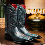 Missouri // Python Leather Western Boots // Black + Blue (7)