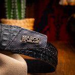 Montana // Caiman & Calf Leather Belt // Black (36)