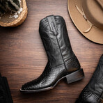 Missouri // Python Leather Western Boots // Black (7)
