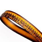 Montana // Caiman & Calf Leather Belt // Mustard Brown (36)