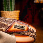 Montana // Caiman & Calf Leather Belt // Stone Brown (36)