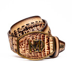 Montana // Caiman & Calf Leather Belt // Stone Orix (36)