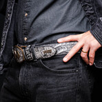 Iowa // Caiman Leather Belt // Stone Gray (36)