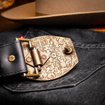 Montana // Caiman & Calf Leather Belt // Black (36)
