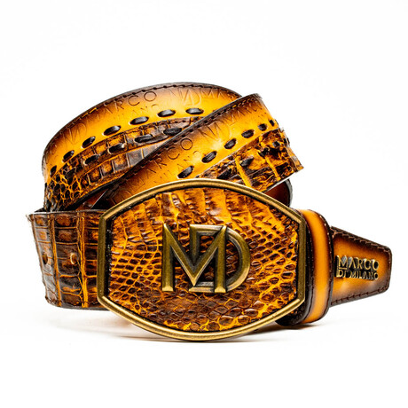 Montana // Caiman & Calf Leather Belt // Mustard Brown (36)