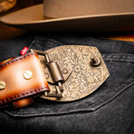 Montana // Caiman & Calf Leather Belt // Stone Brown (36)