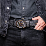 Arkansas // Python Leather Belt // Antique Newspaper (36)