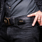 Montana // Caiman & Calf Leather Belt // Black (36)
